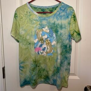 Charlotte Russe Blue Green Tie-Dye Tee